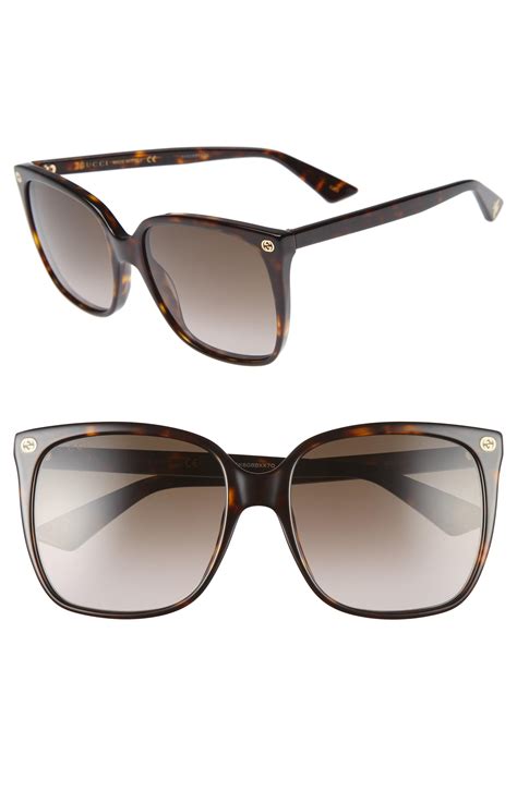 gucci 57mm rectangular sunglasses|gucci 57mm square sunglasses havana.